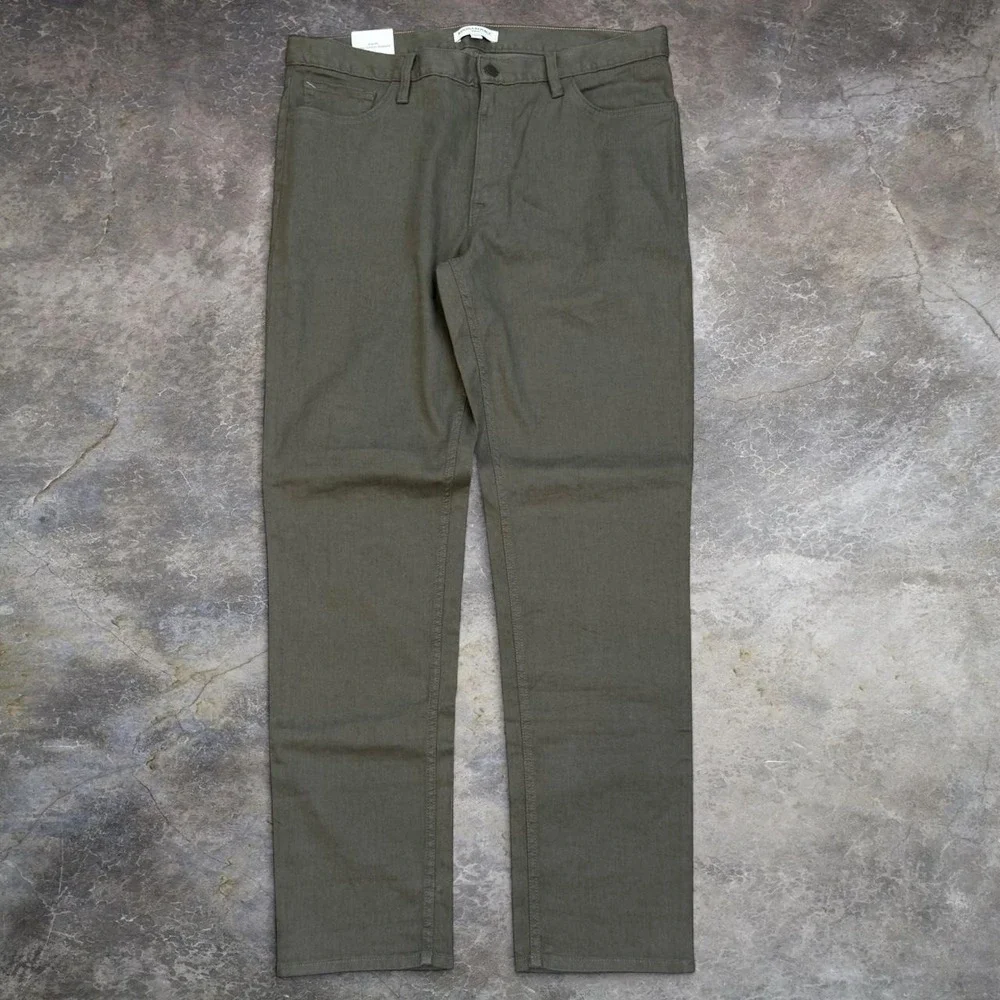 Banana Republic Linen Slim Fit Traveler Olive Green Pants Mens Size 36x32 Preppy